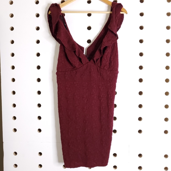 Lulu's Ruffle Neck Lace Midi Dress - Picture 2 of 4